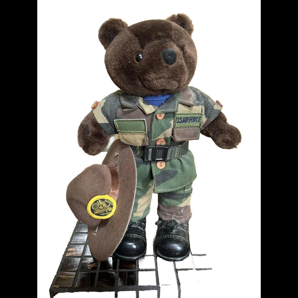 🌼United States Air Force 10” Brown Plush Bear In USAF Uniform With Hat